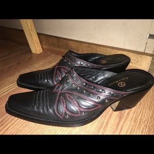 Cole Haan western studded black Mules size 9